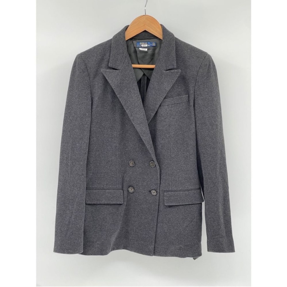 Ralph Lauren blazer jacket double breasted woman’s size 8 gray cotton blend